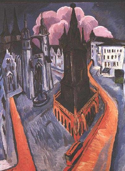 Ernst Ludwig Kirchner The red tower of Halle